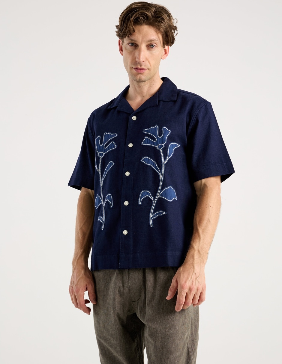 Camisa casual de algodón manga corta para hombre