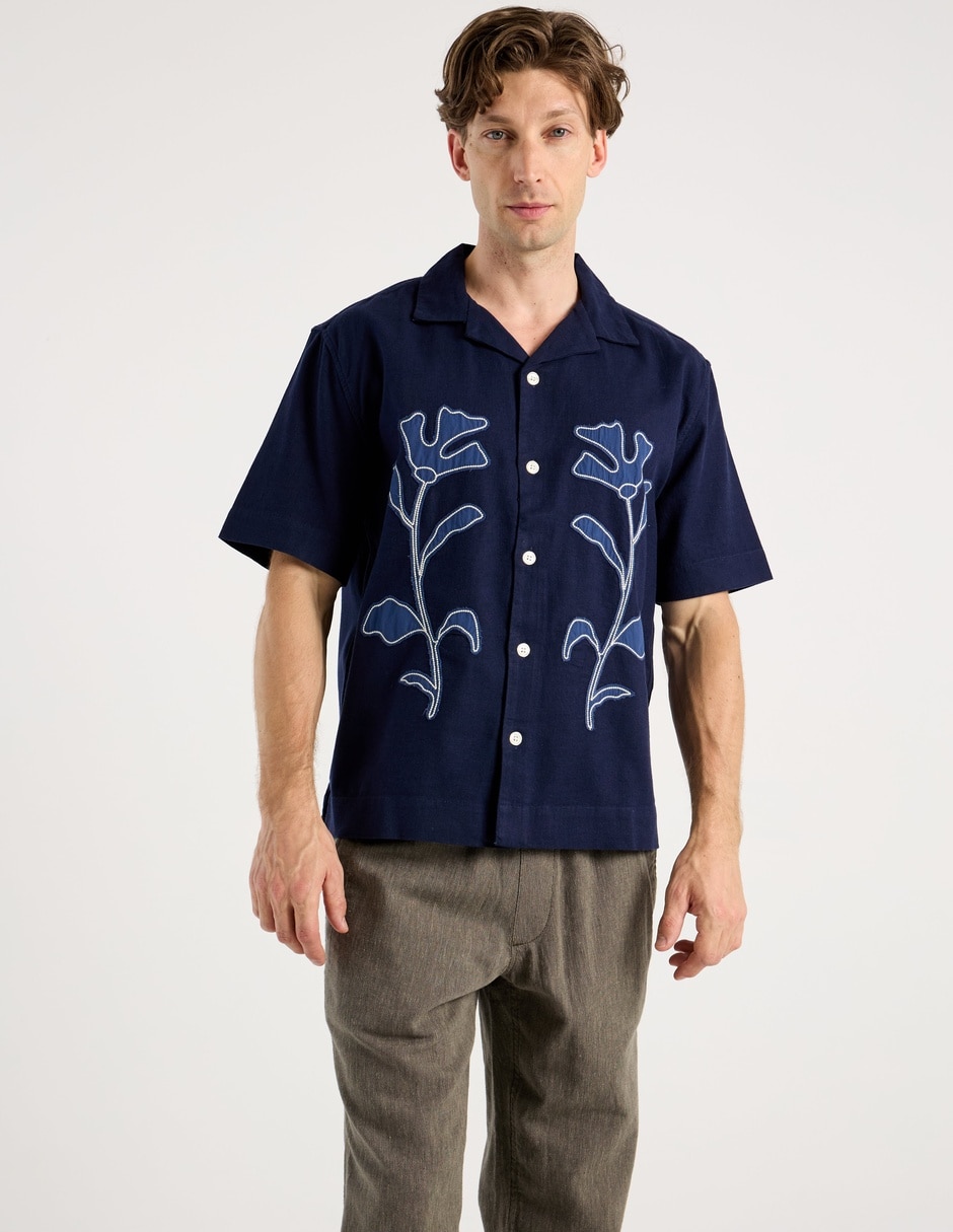 Camisa casual de algodón manga corta para hombre 6