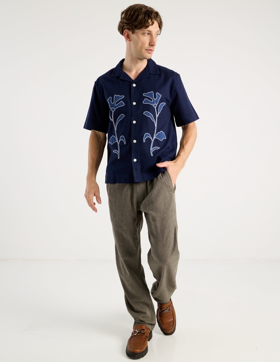 Camisa casual de algodón manga corta para hombre 8