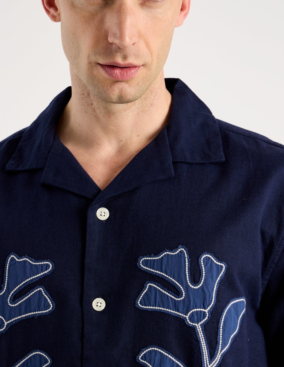 Camisa casual de algodón manga corta para hombre 7
