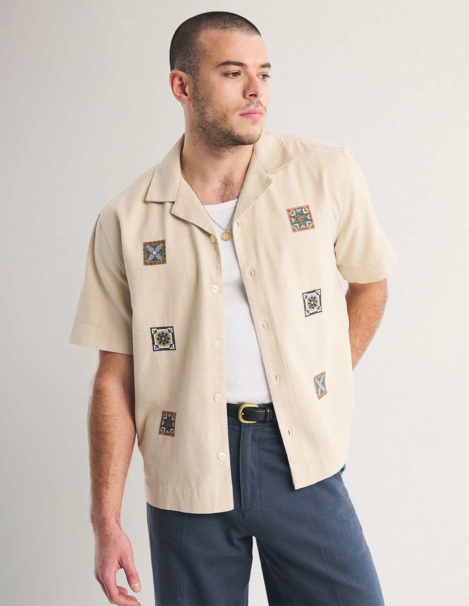"camisa/sobrecamisa" casual abercrombie & fitch "de" (si aplica) algodón y lino "manga" "para hombre"