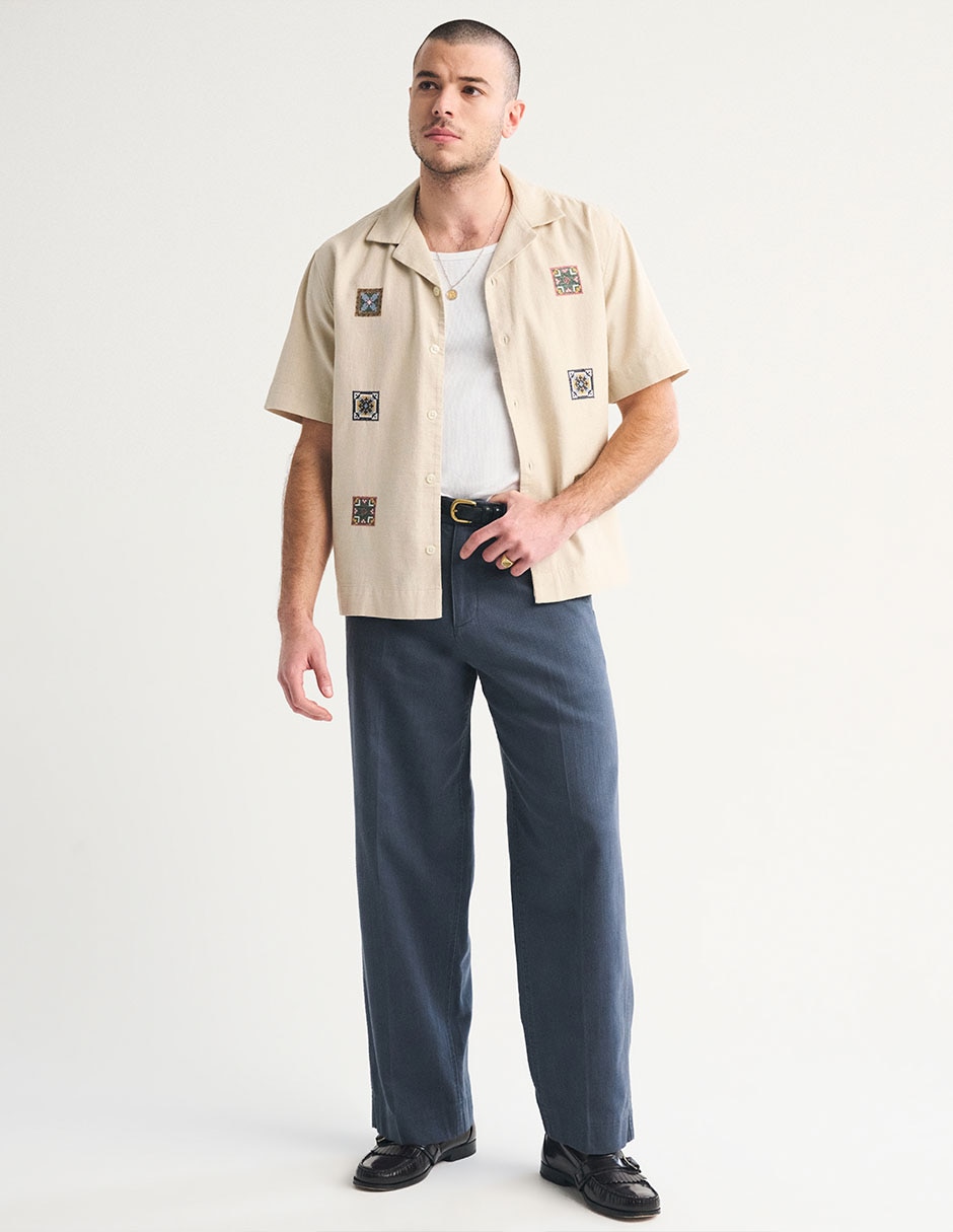 "camisa/sobrecamisa" casual abercrombie & fitch "de" (si aplica) algodón y lino "manga" "para hombre"