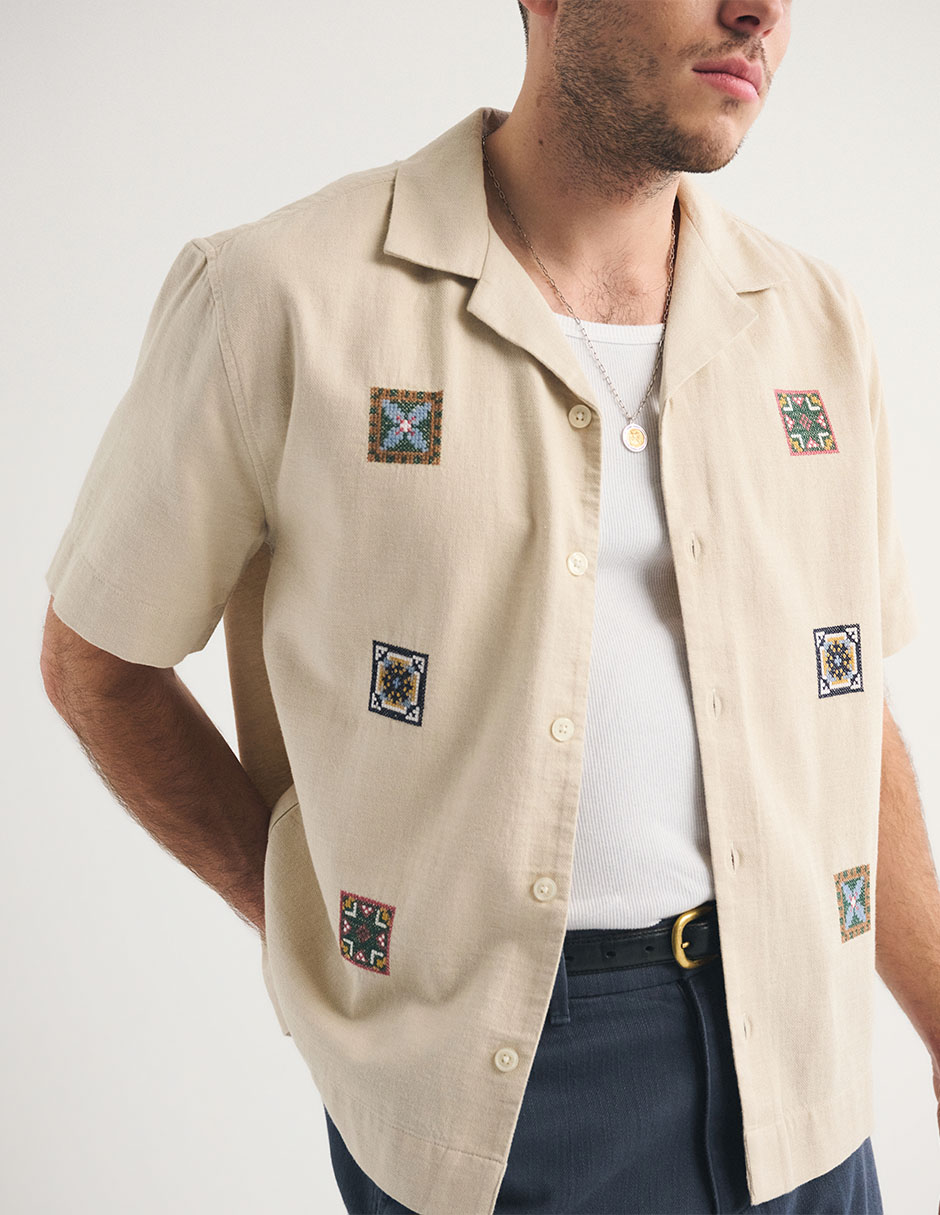 "camisa/sobrecamisa" casual abercrombie & fitch "de" (si aplica) algodón y lino "manga" "para hombre"