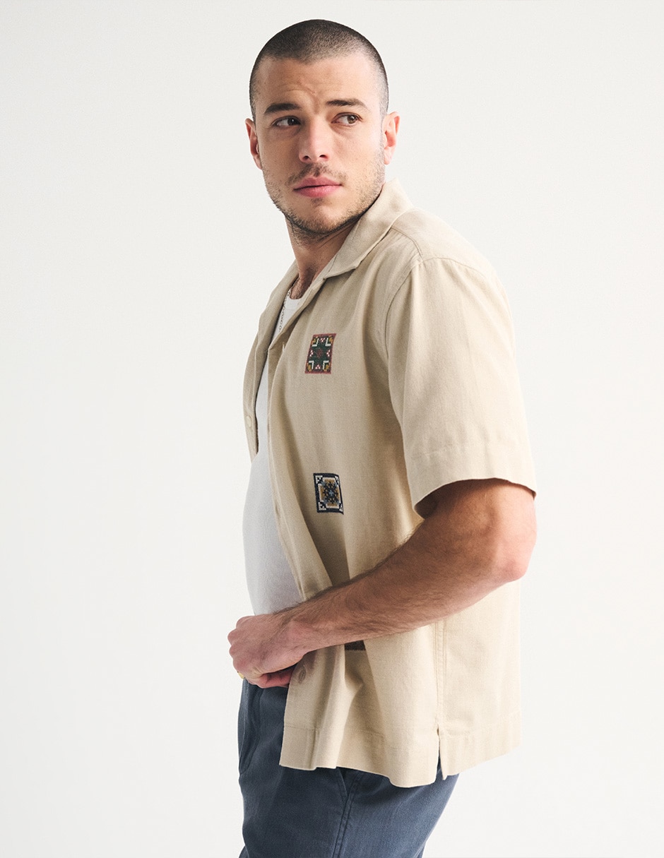 "camisa/sobrecamisa" casual abercrombie & fitch "de" (si aplica) algodón y lino "manga" "para hombre"