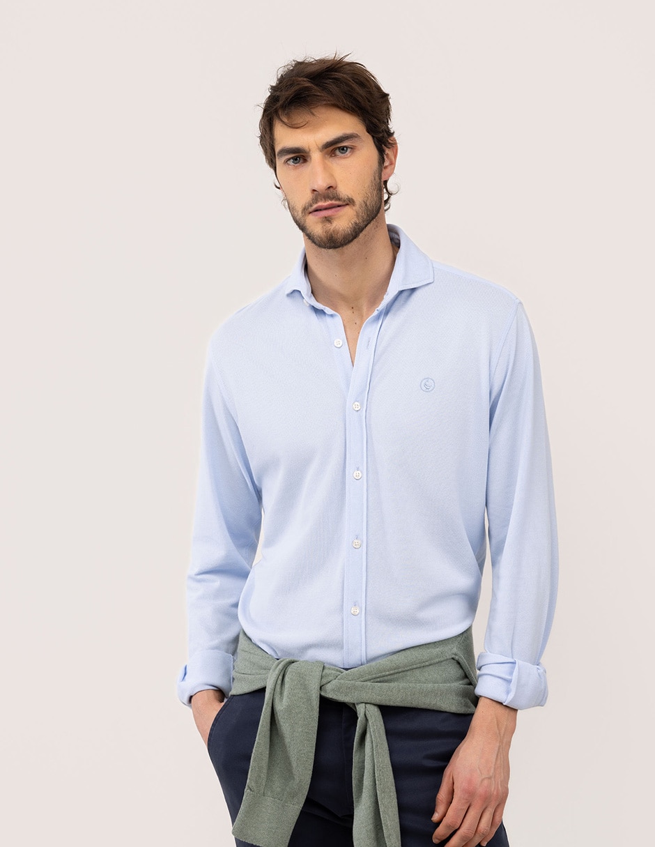 Camisa casual de algodón manga larga para hombre