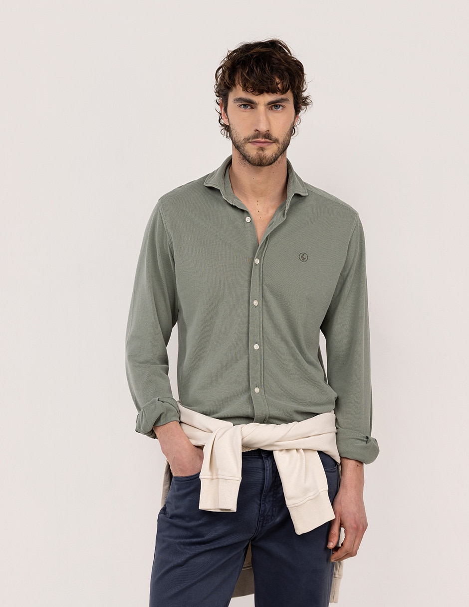 Camisa casual de algodón manga larga para hombre Camisa casual de algodón manga larga para hombre