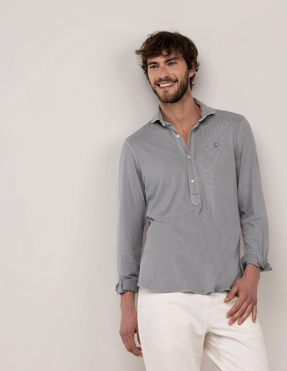 Camisa casual de algodón manga larga para hombre 6