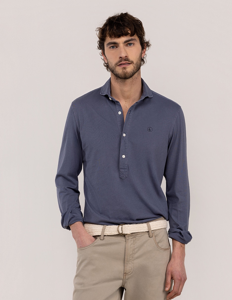 Camisa casual de algodón manga larga para hombre