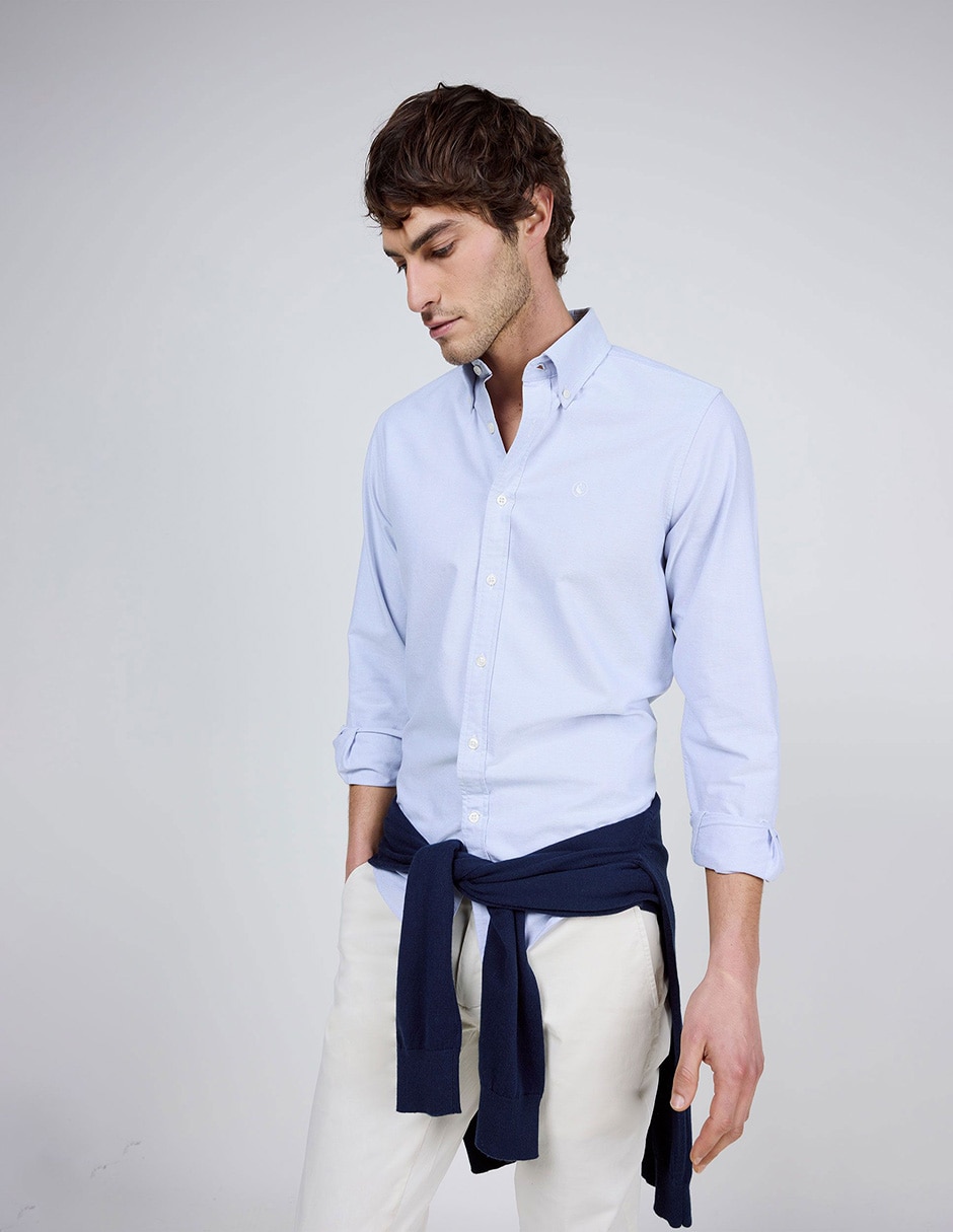 Camisa casual de algodón manga larga para hombre