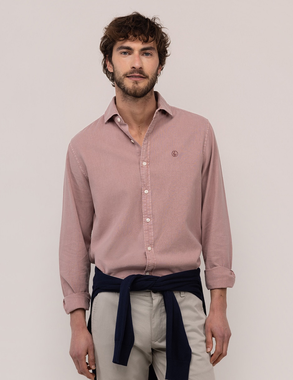 Camisa casual de lino y algodón manga larga para hombre