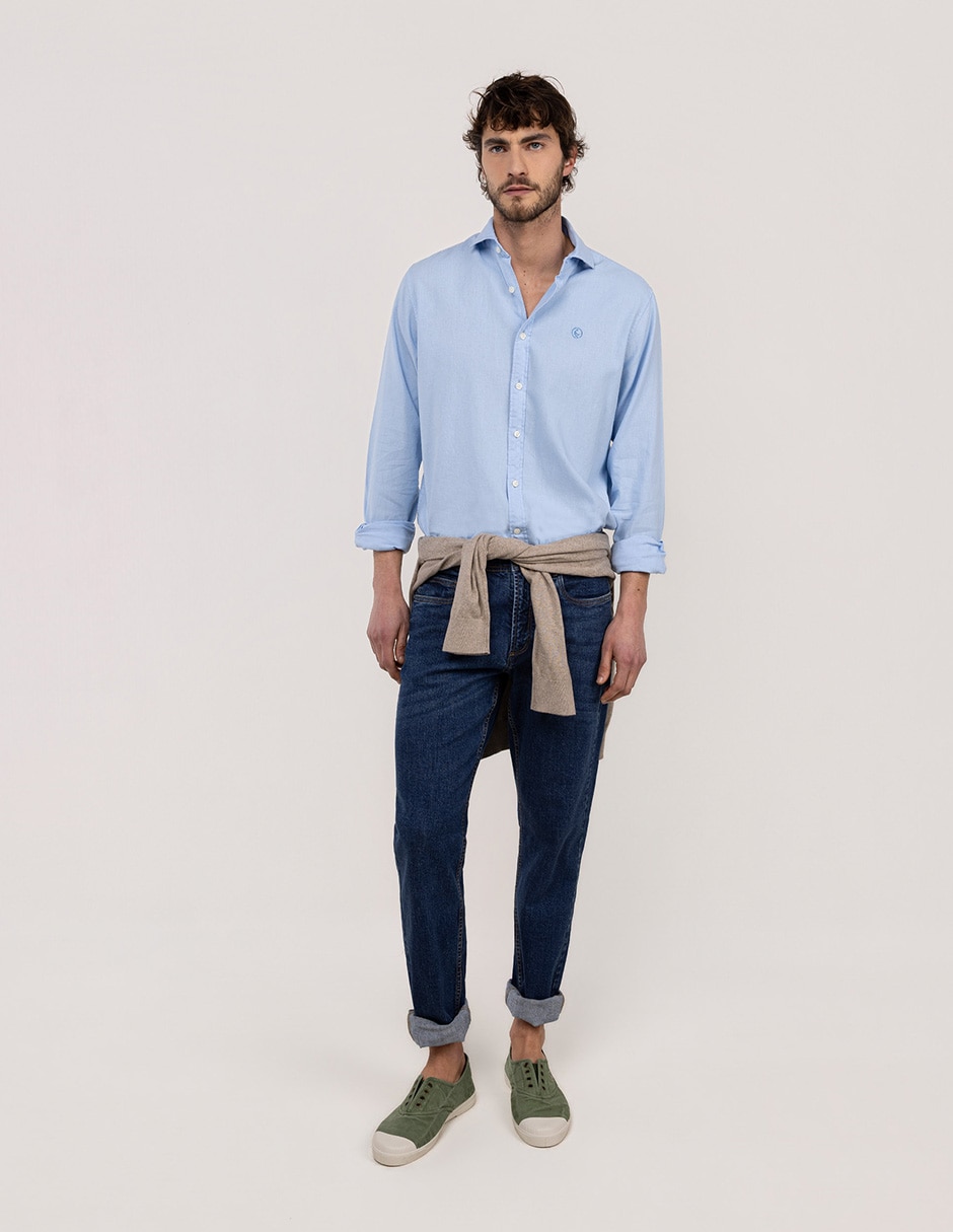 Camisa casual de lino y algodón manga larga para hombre 2