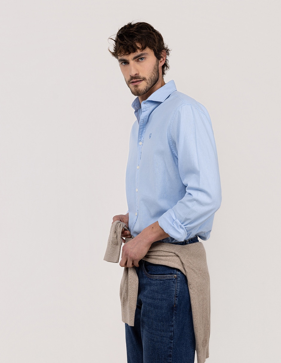 Camisa casual de lino y algodón manga larga para hombre 5
