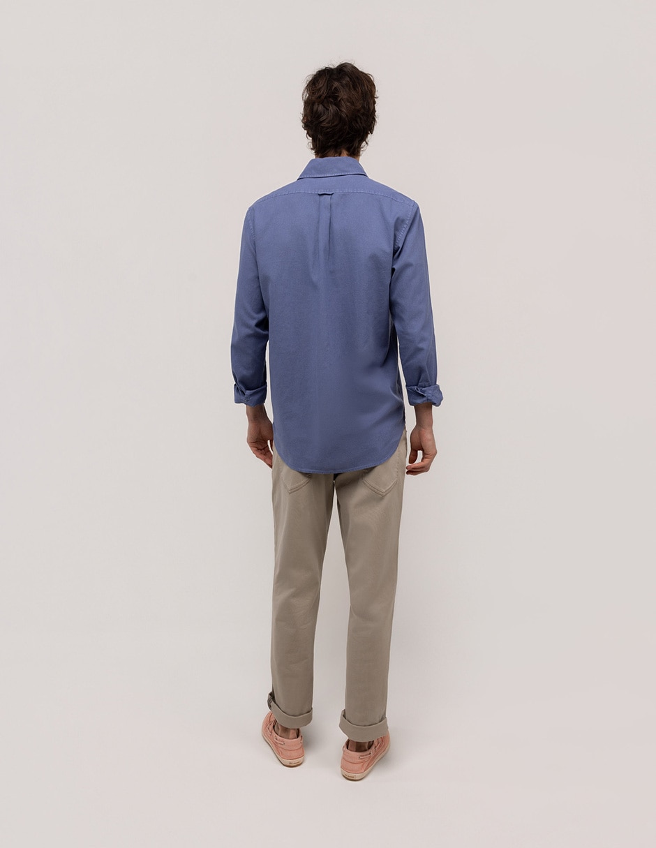 Camisa casual el ganso de lino y algodón manga larga para hombre