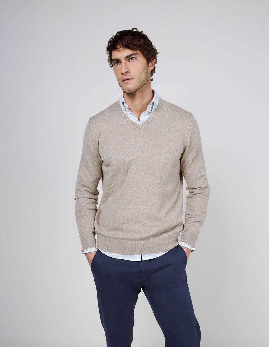 Suéter cuello v para hombre