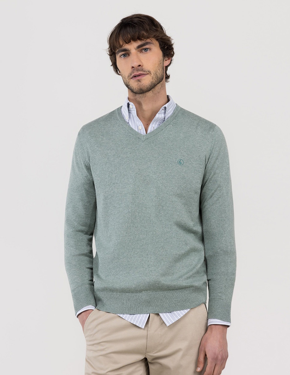 Suéter cuello v para hombre