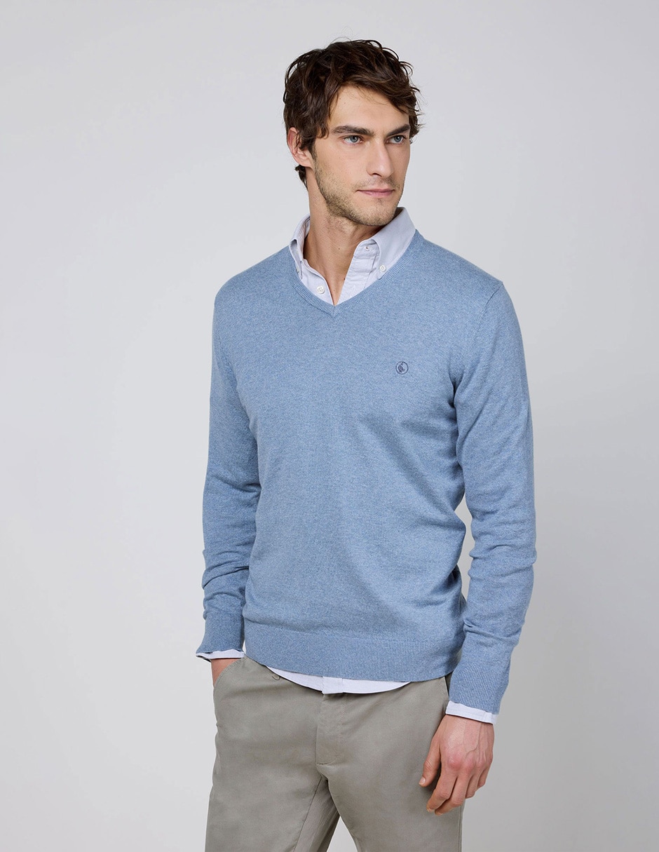 Suéter cuello v para hombre