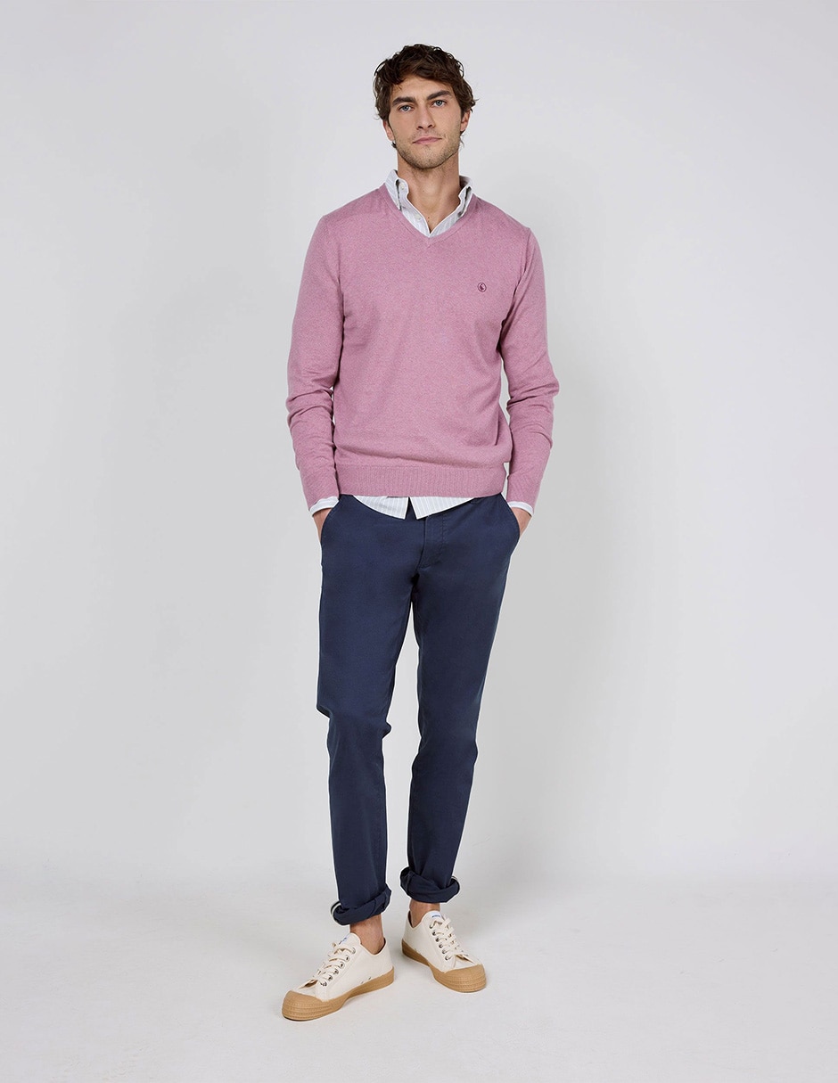 Suéter cuello v para hombre 5