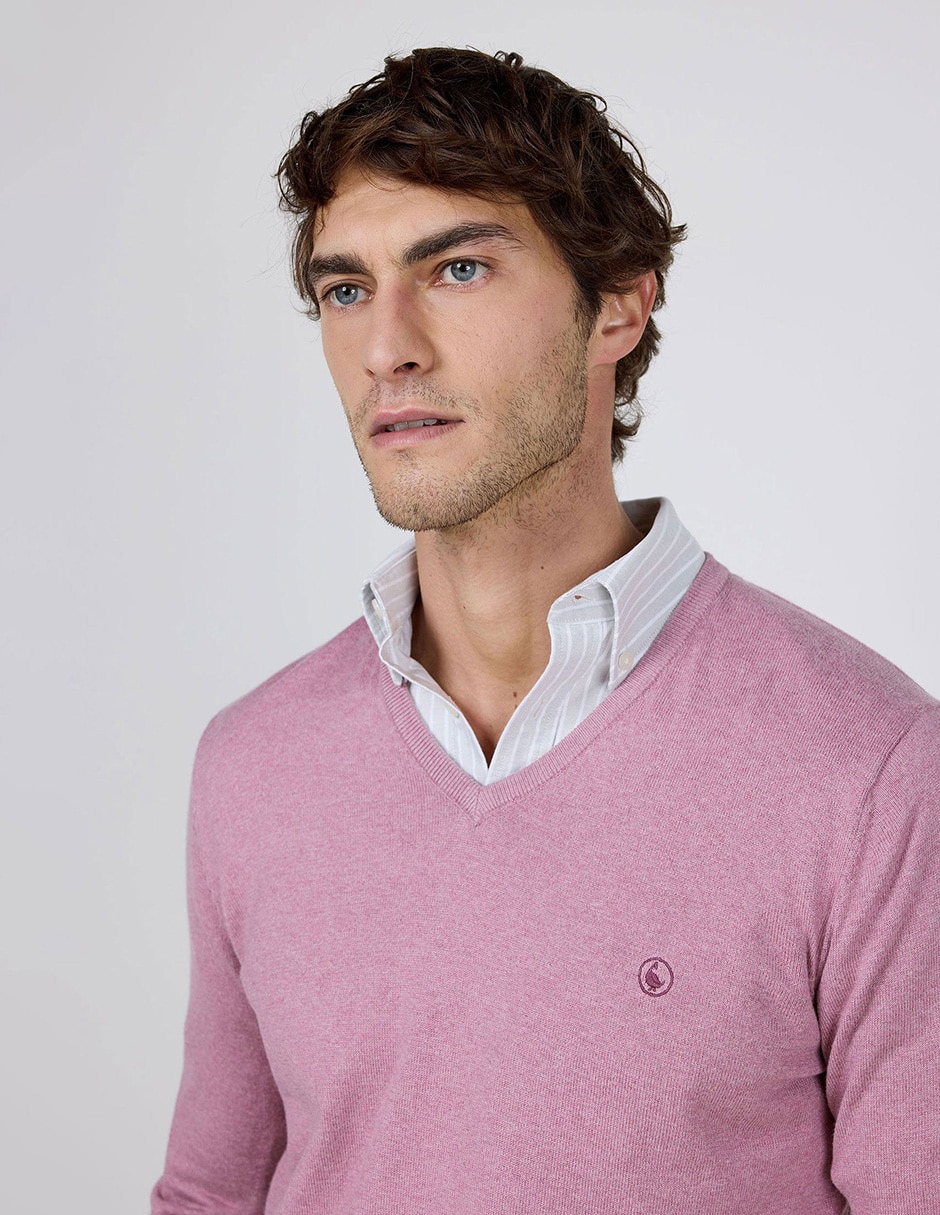 Suéter cuello v para hombre 4