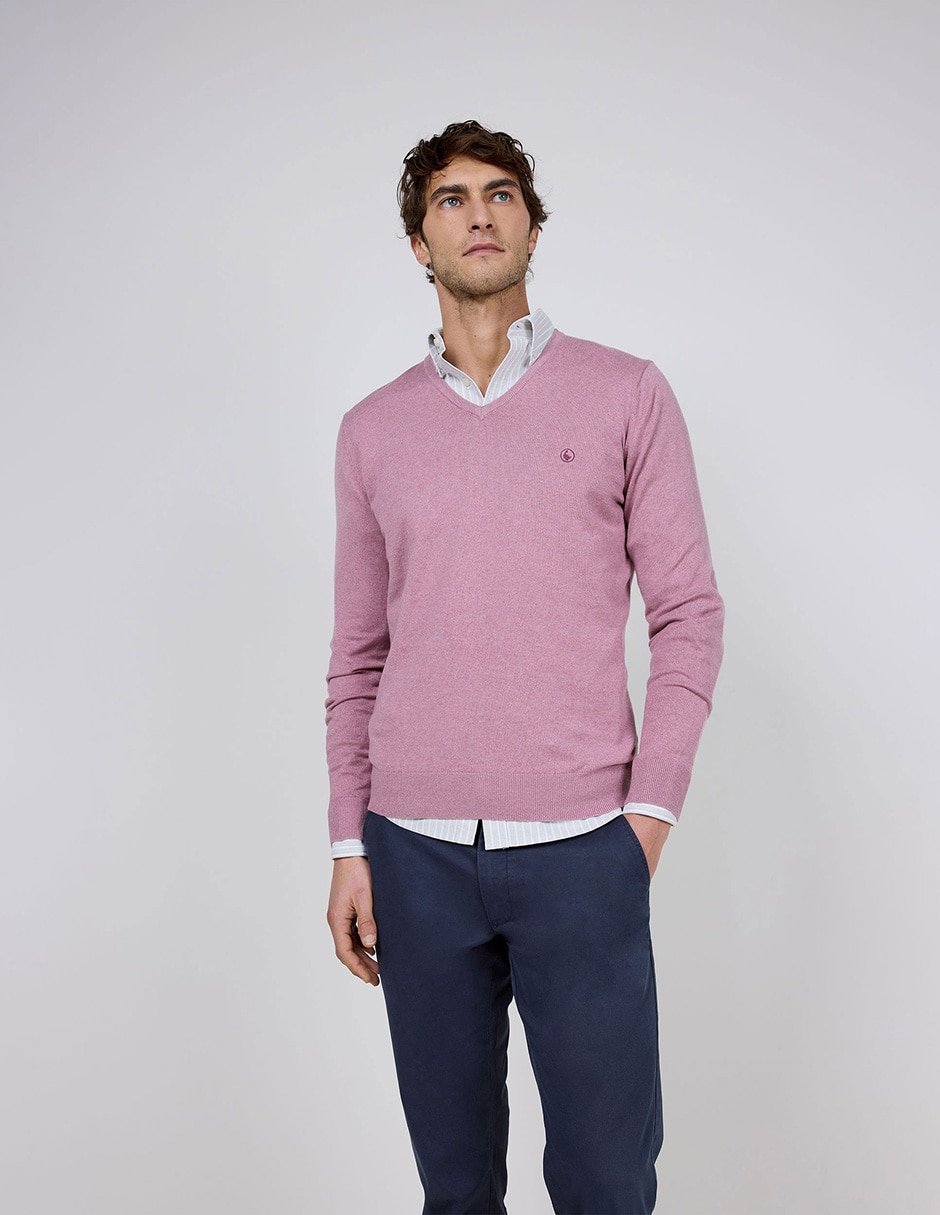 Suéter cuello v para hombre