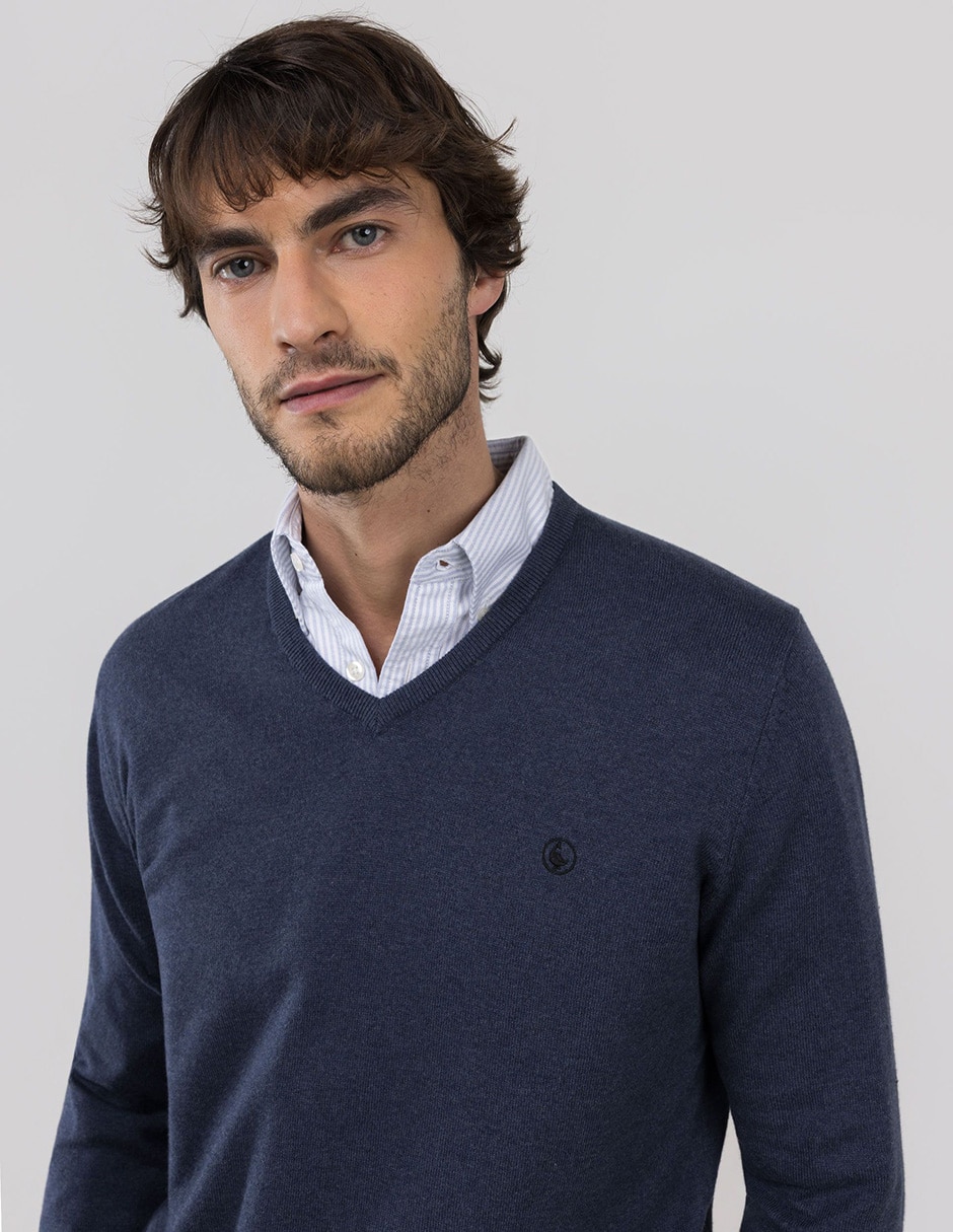 Suéter cuello v para hombre 2