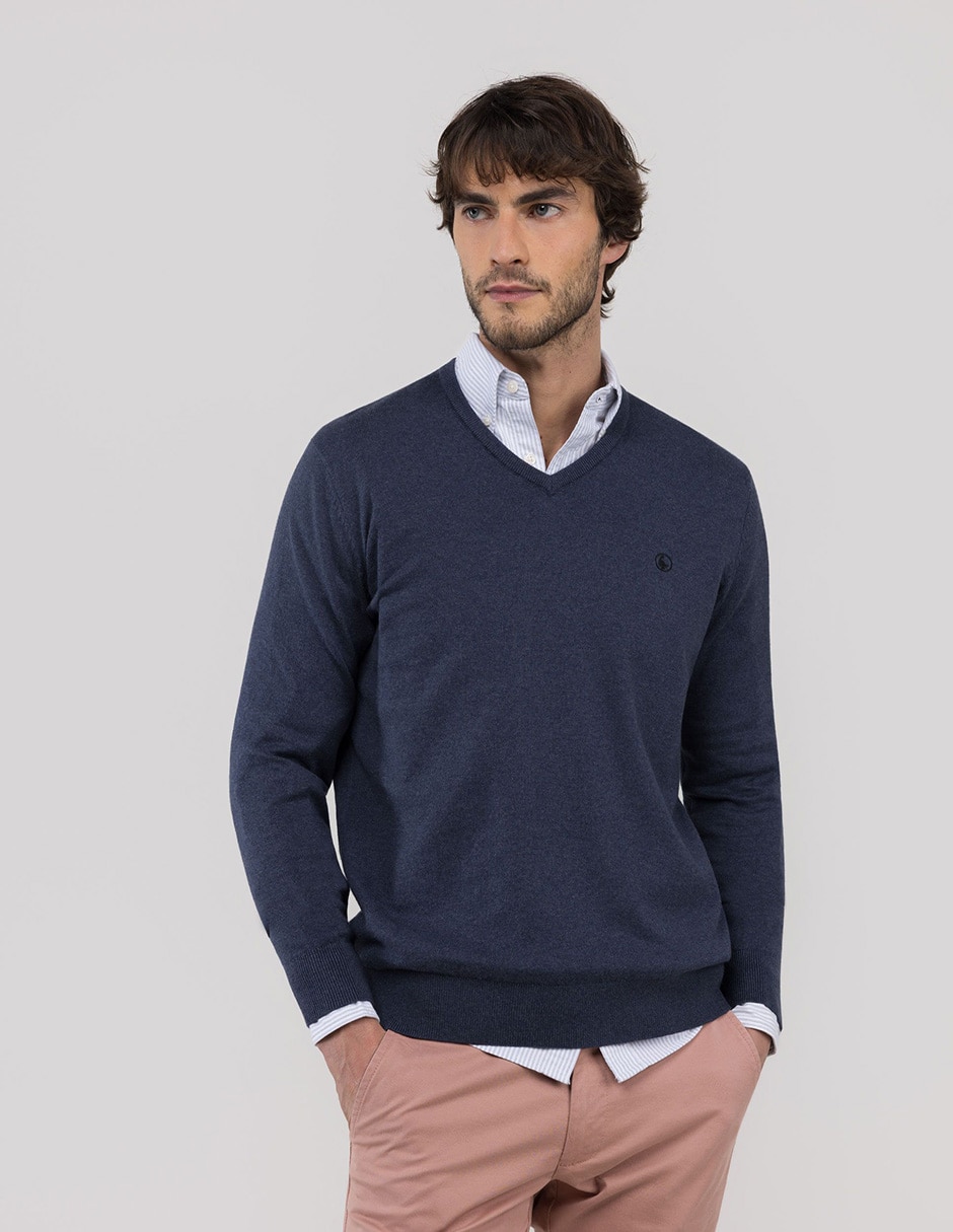 Suéter cuello v para hombre 1