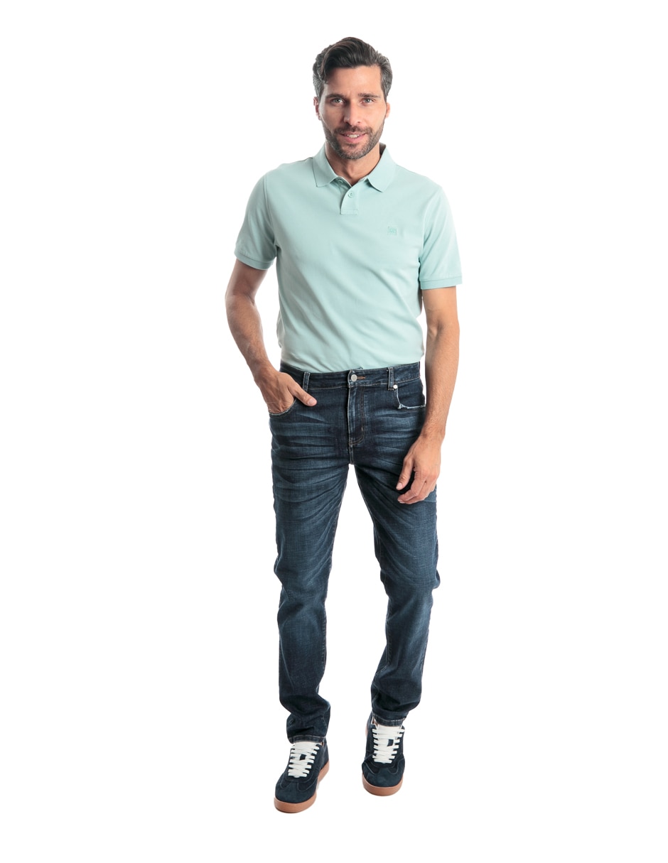 Jeans slim lavado medio para hombre