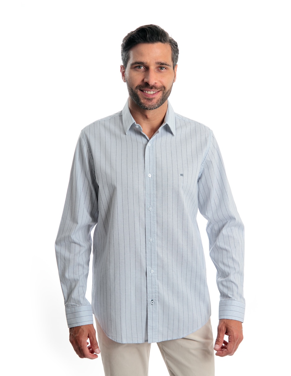 Camisa casual de algodón manga larga para hombre 1