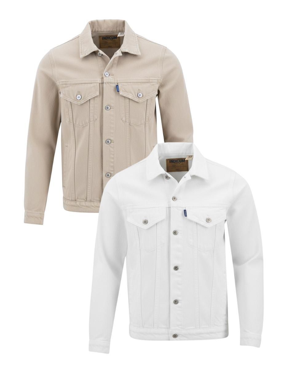 Set chamarra denim de mezclilla con bolsillos para hombre