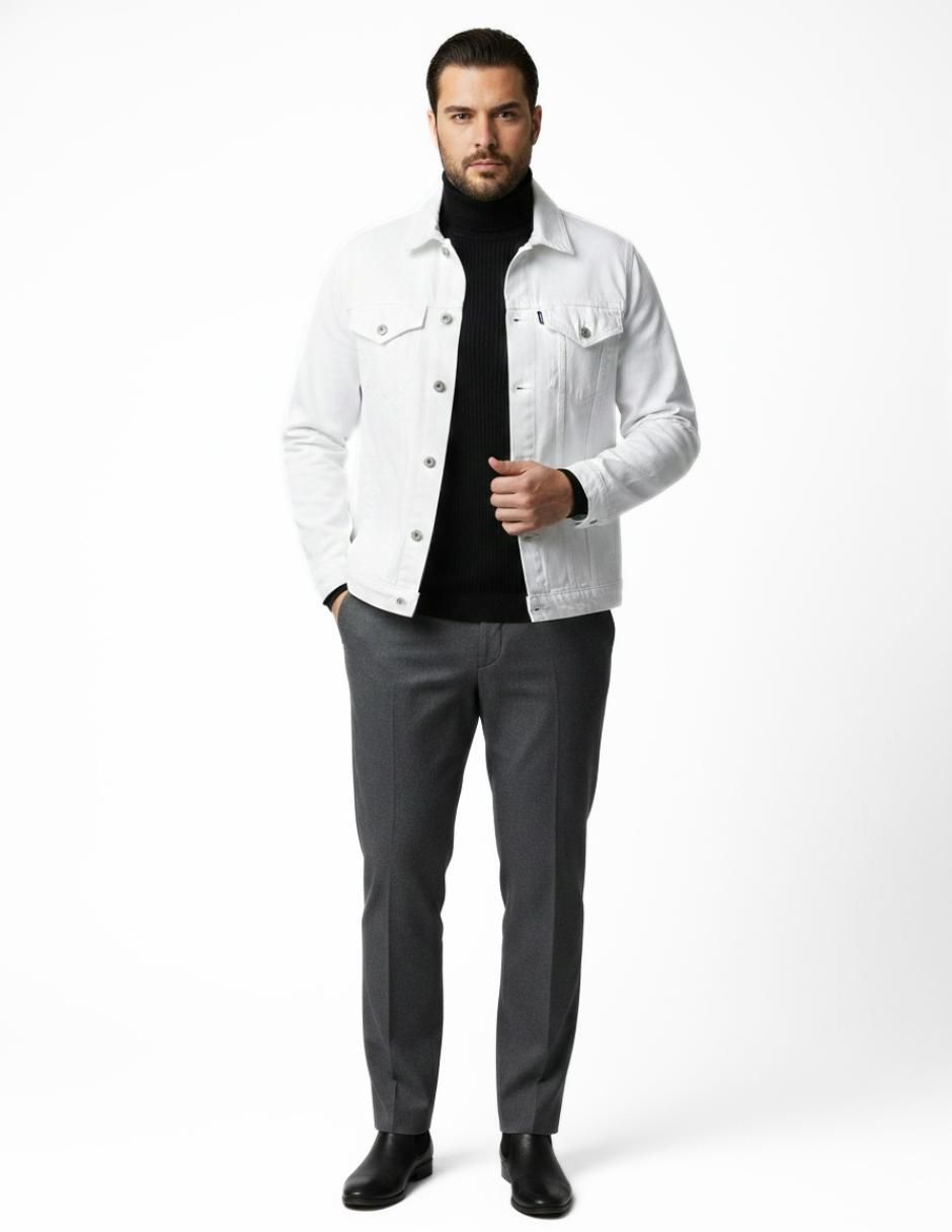 Chamarra denim de mezclilla con bolsillos para hombre 10