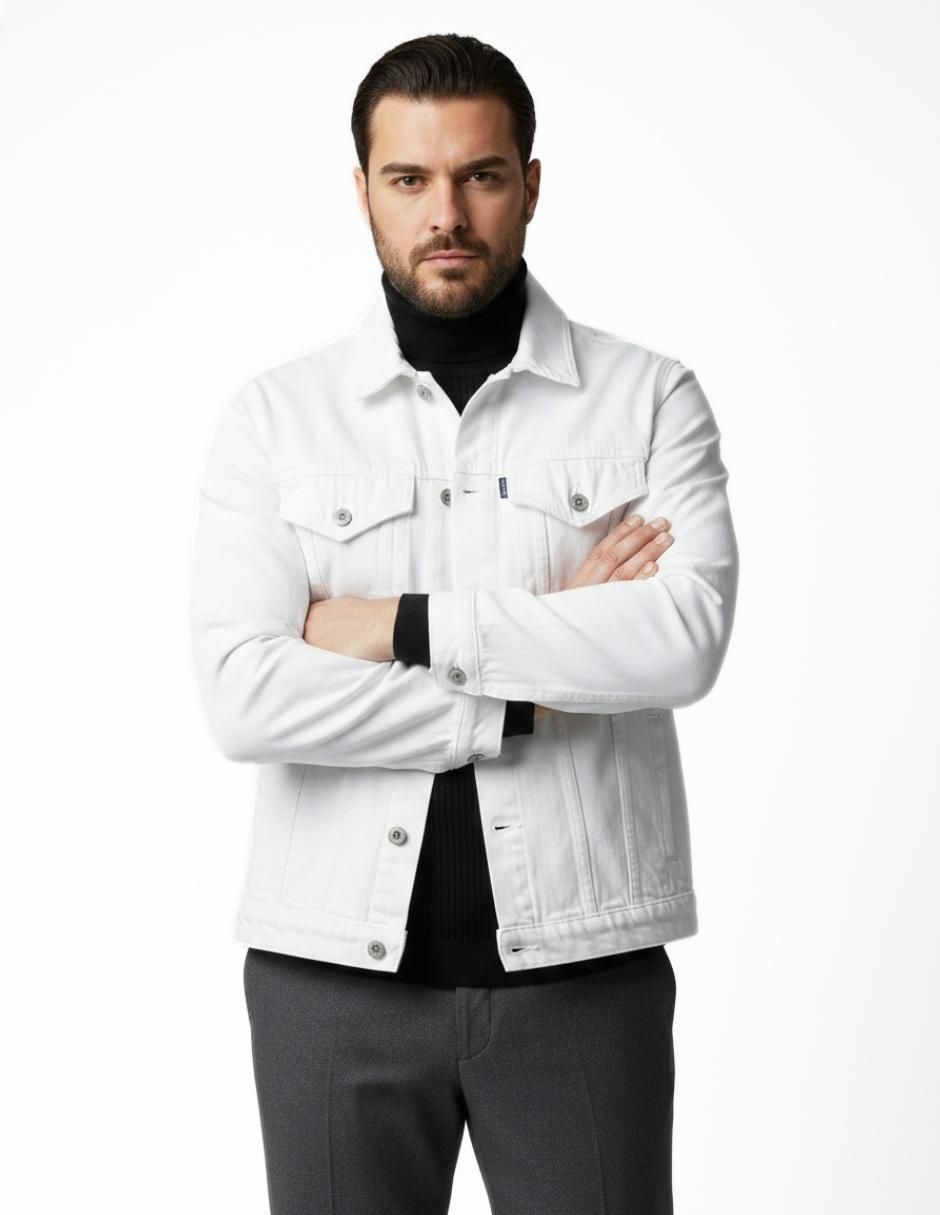 Chamarra denim de mezclilla con bolsillos para hombre 4