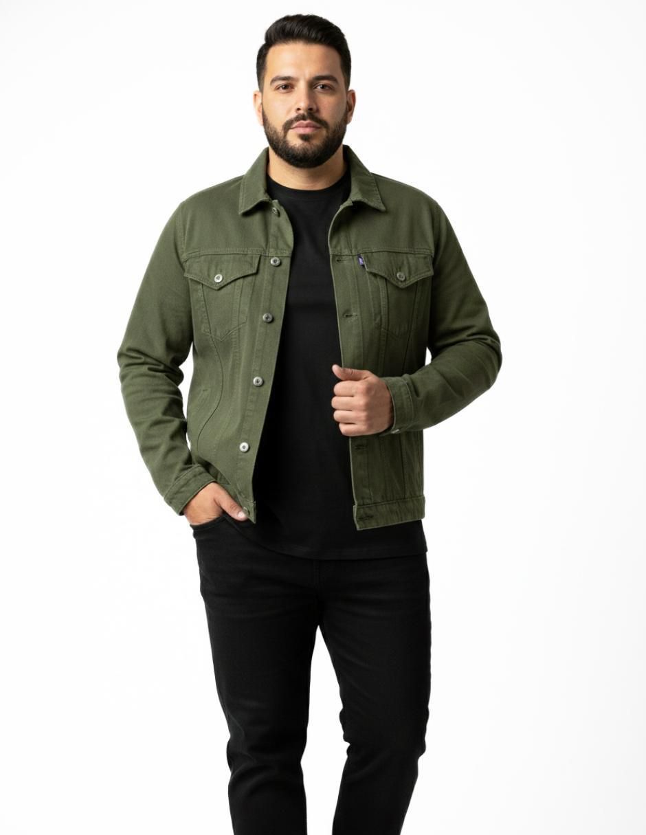 Chamarra denim de mezclilla con bolsillos para hombre 7