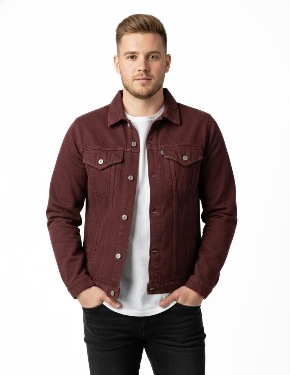 Chamarra denim de mezclilla con bolsillos para hombre 8