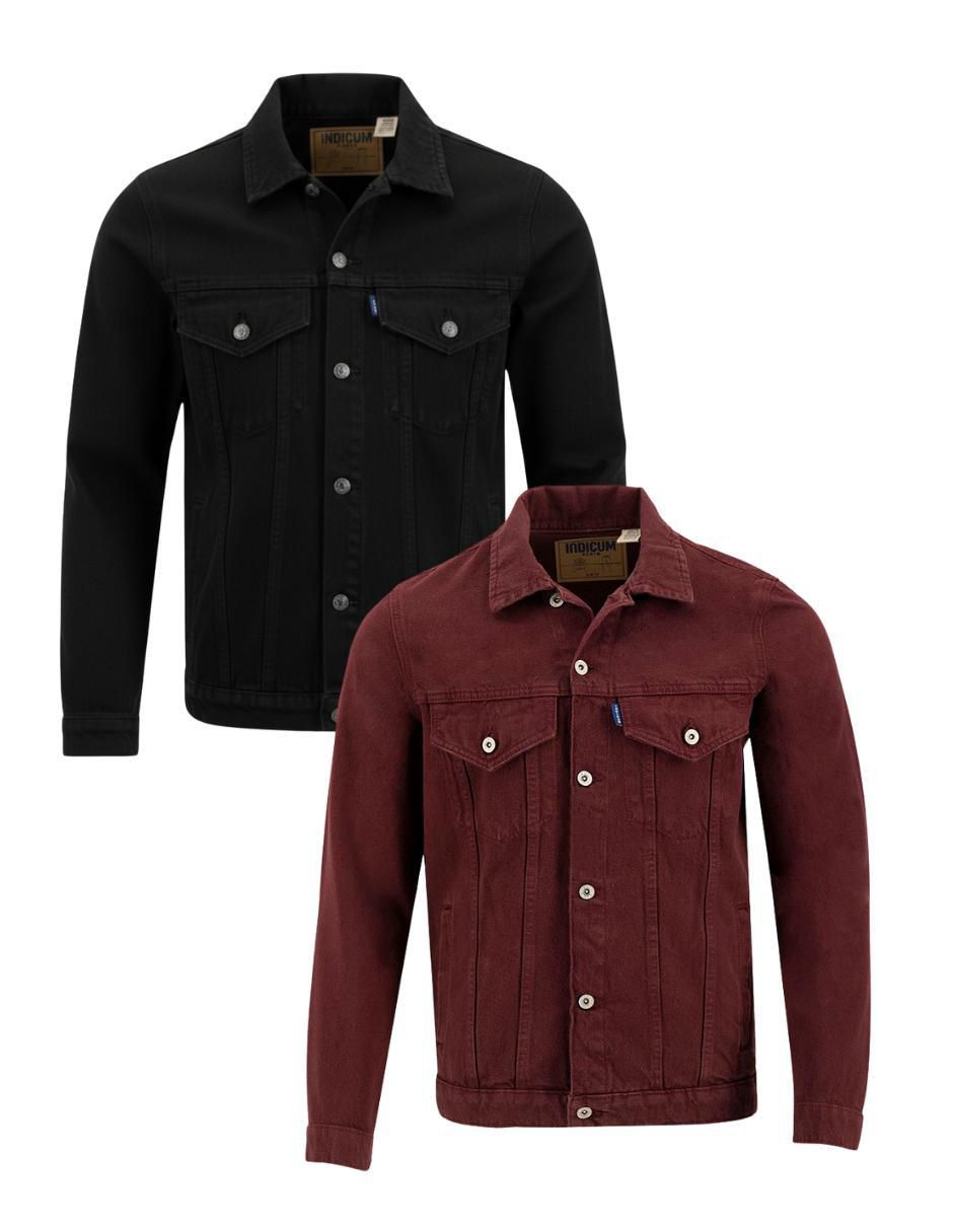 Set chamarra denim de mezclilla con bolsillos para hombre