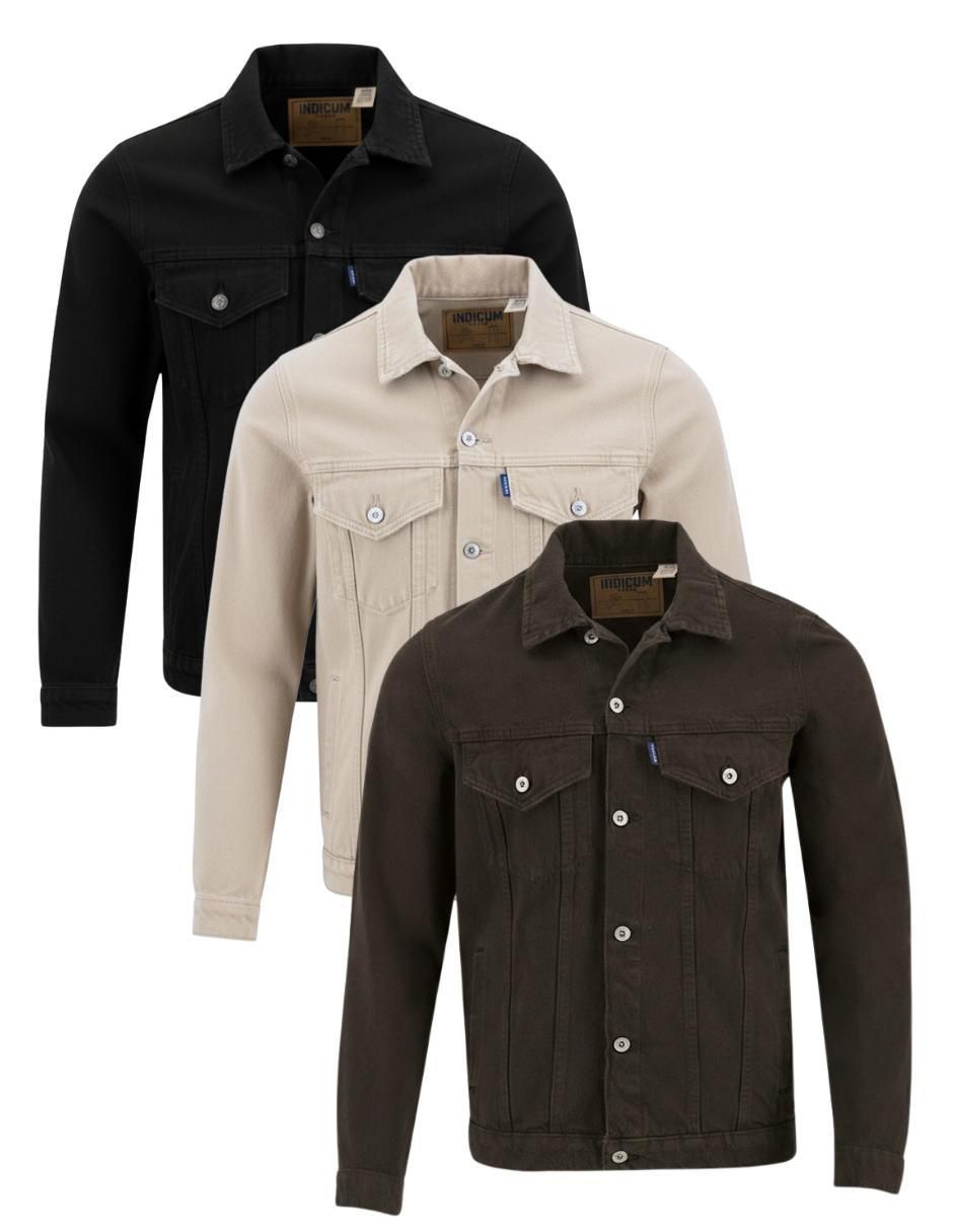 Set chamarra denim de mezclilla con bolsillos para hombre