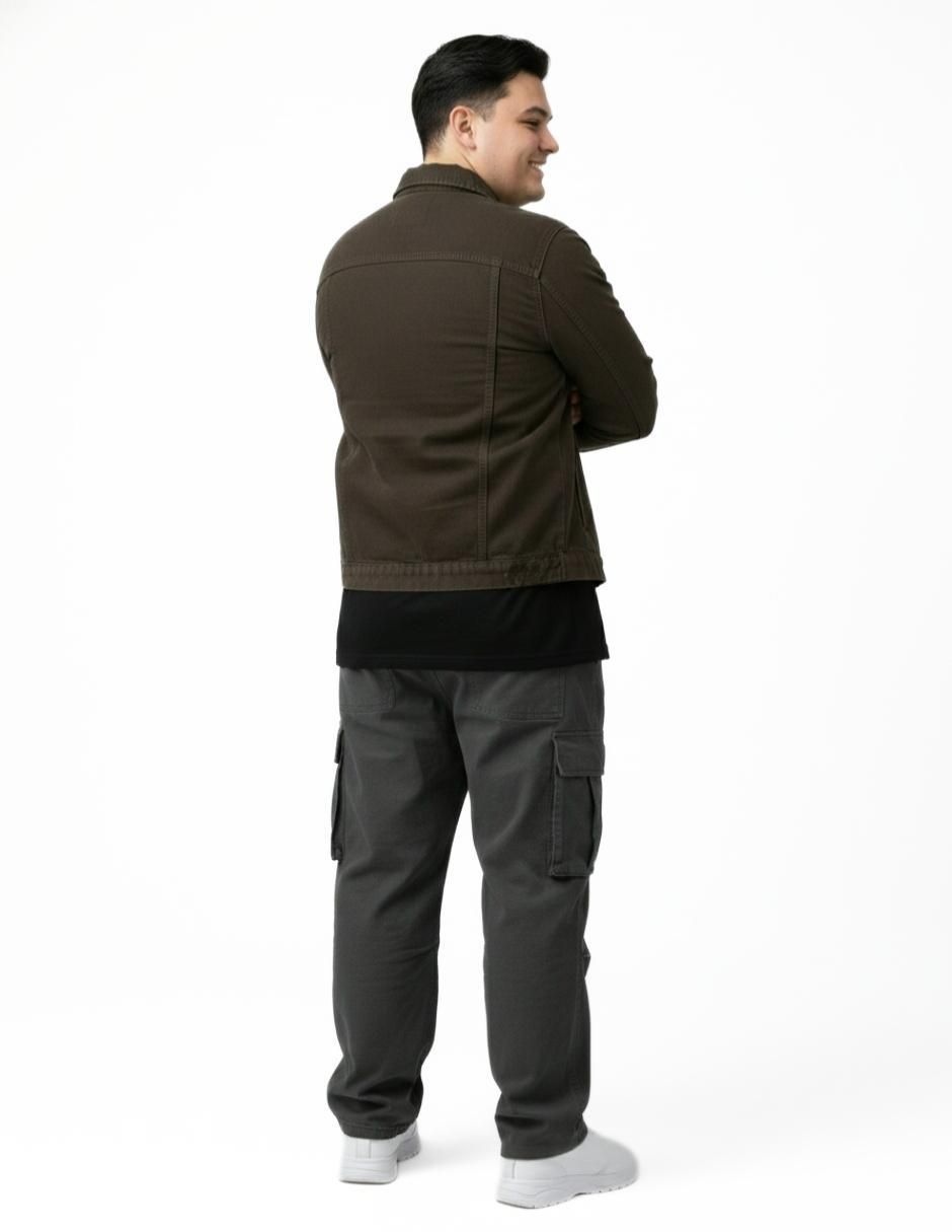 Set chamarra denim de mezclilla con bolsillos para hombre 9