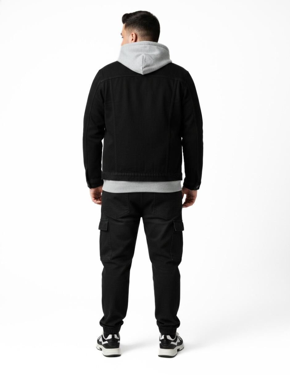 Set chamarra denim de mezclilla con bolsillos para hombre 5