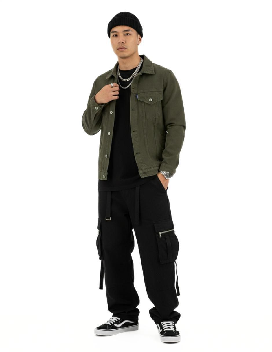 Chamarra denim de mezclilla con bolsillos para hombre 8
