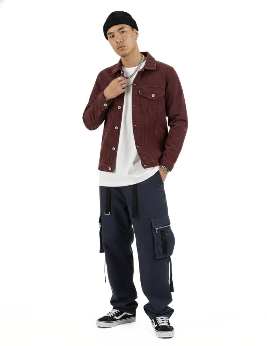 Chamarra denim de mezclilla con bolsillos para hombre 4