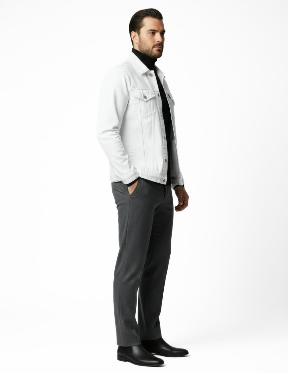 Set chamarra denim de mezclilla con bolsillos para hombre 9