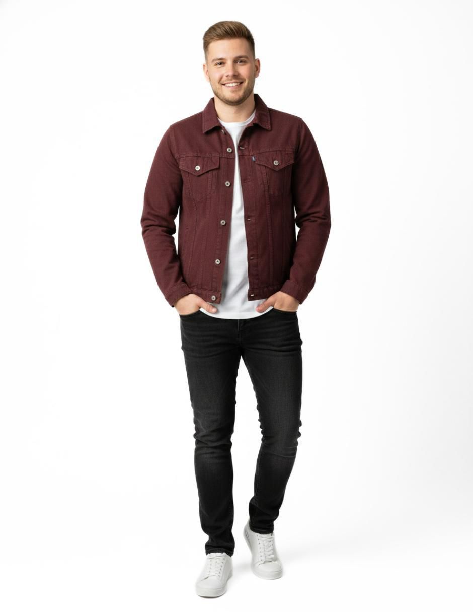 Set chamarra denim de mezclilla con bolsillos para hombre 4