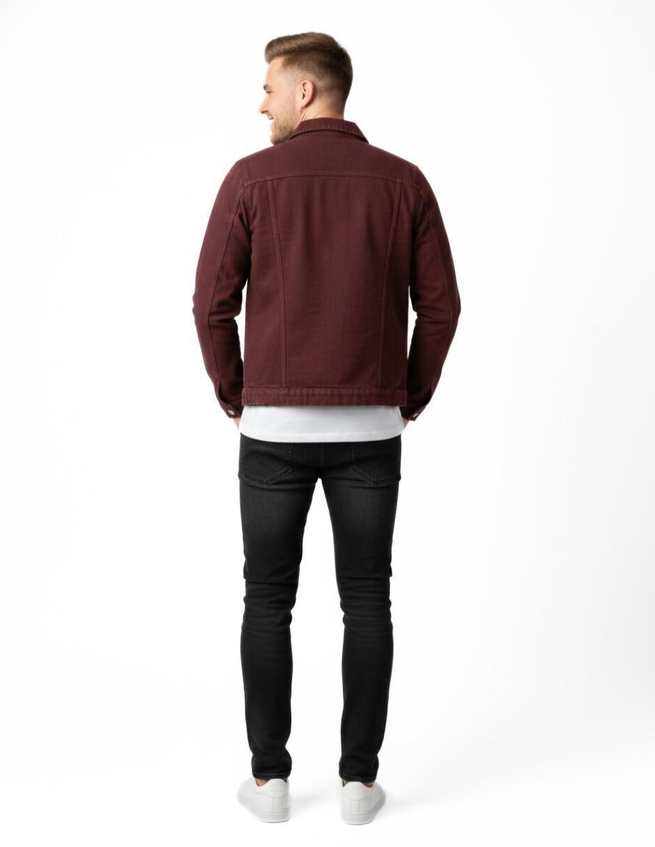 Set chamarra denim de mezclilla con bolsillos para hombre 8