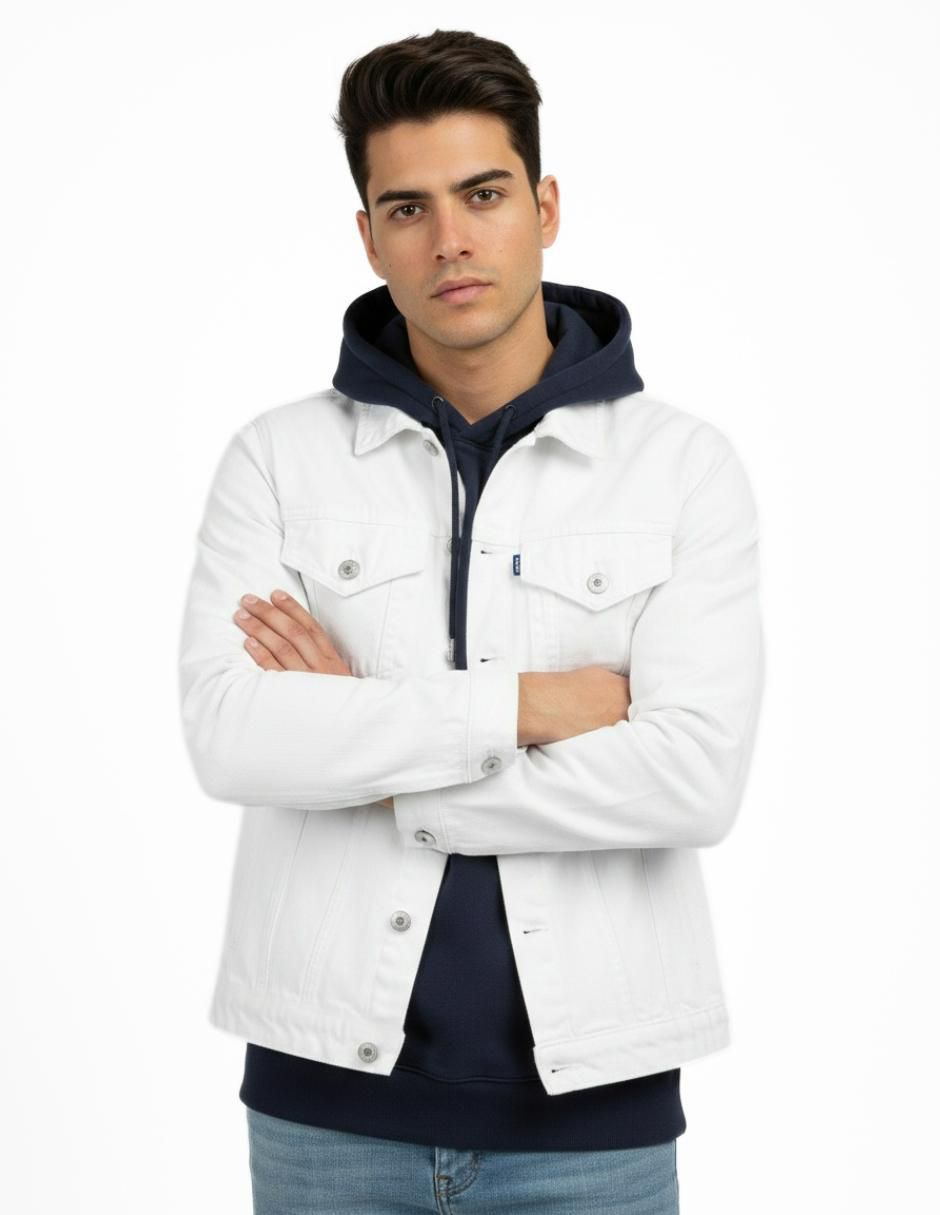 Chamarra denim de mezclilla con bolsillos para hombre 10