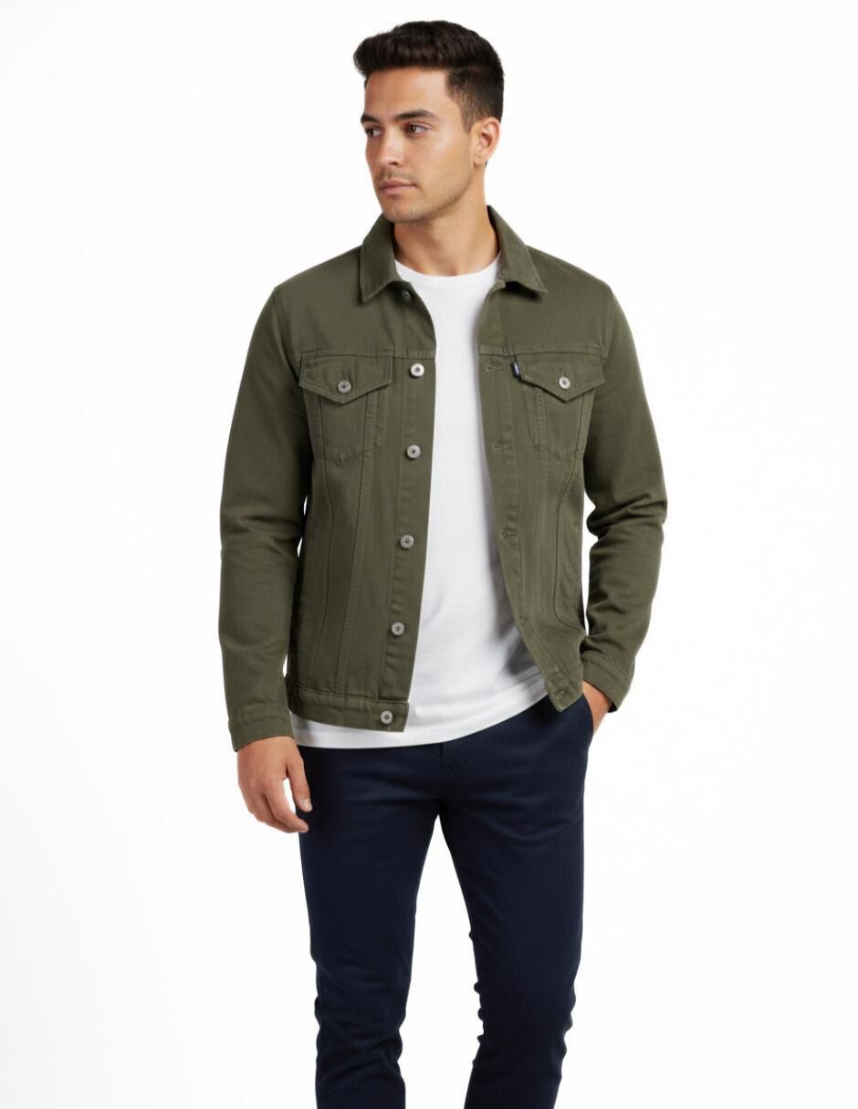 Chamarra denim de mezclilla con bolsillos para hombre 11
