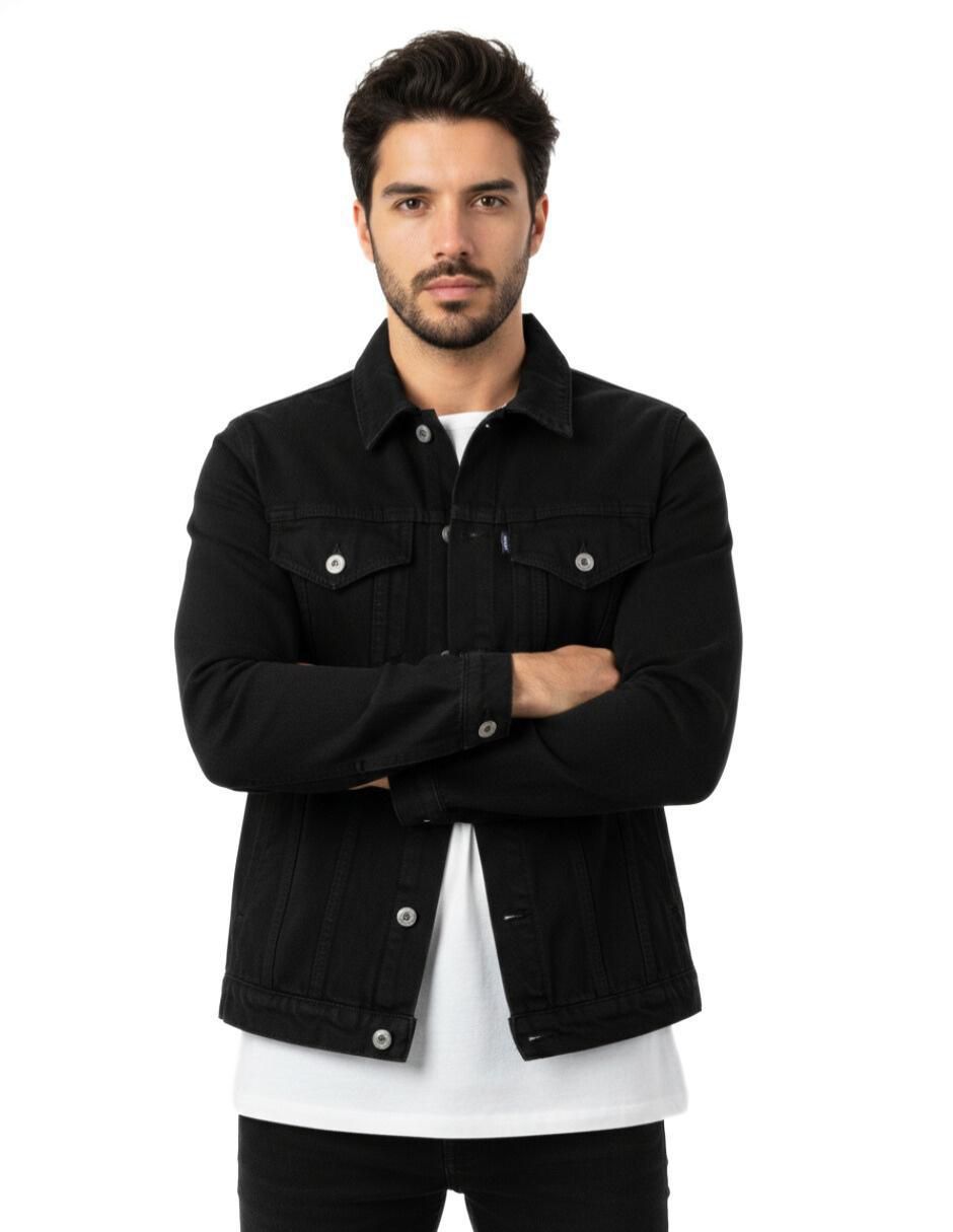 Chamarra denim de mezclilla con bolsillos para hombre 10