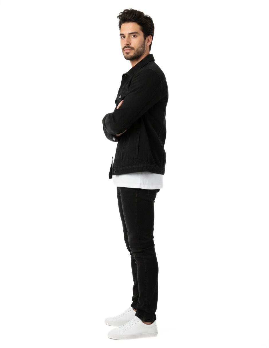 Set chamarra denim de mezclilla con bolsillos para hombre 10