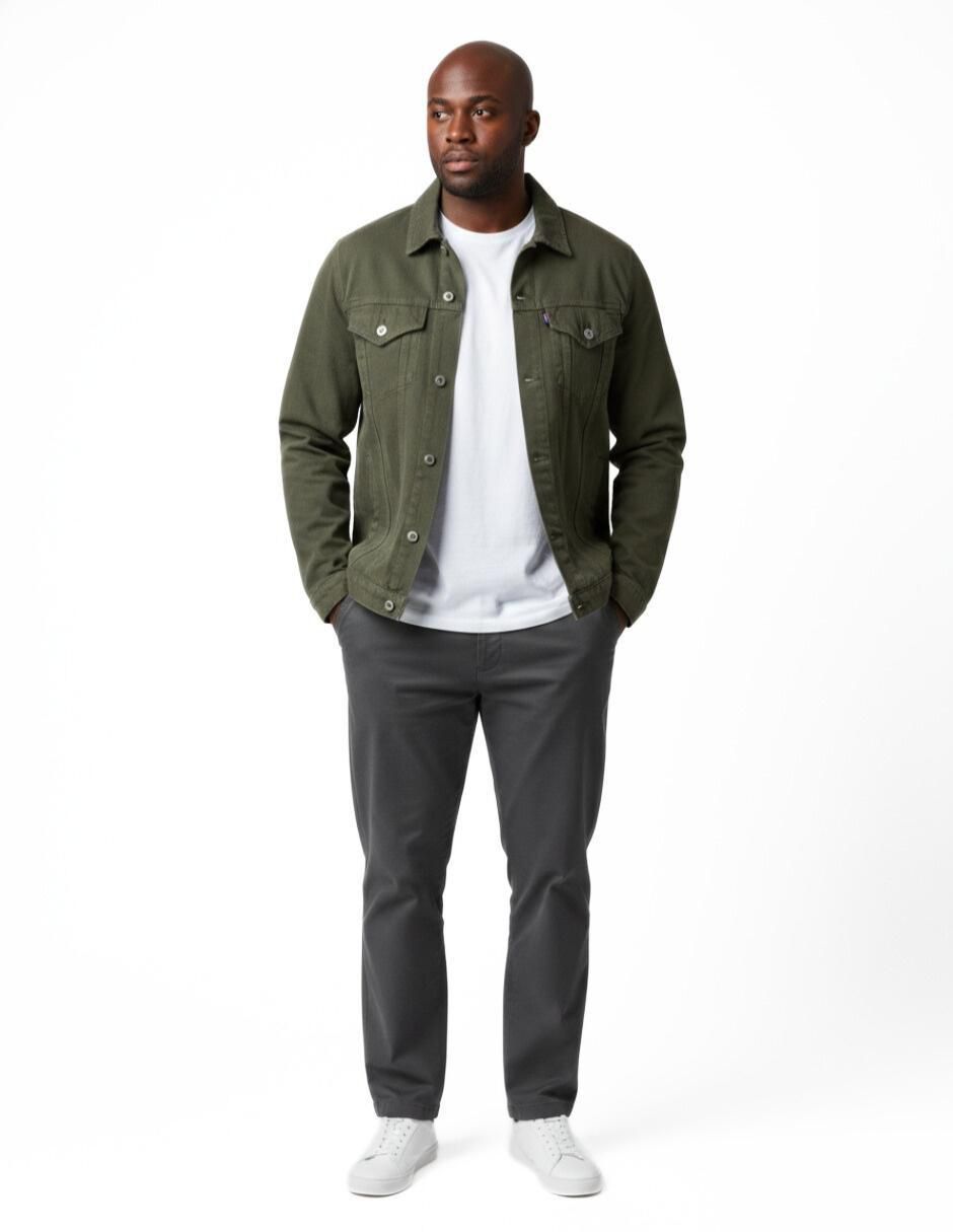 Set chamarra denim de mezclilla con bolsillos para hombre 9
