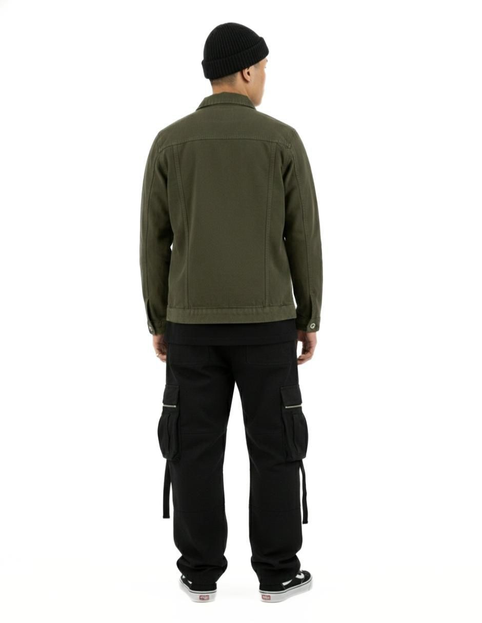 Set chamarra denim de mezclilla con bolsillos para hombre 6