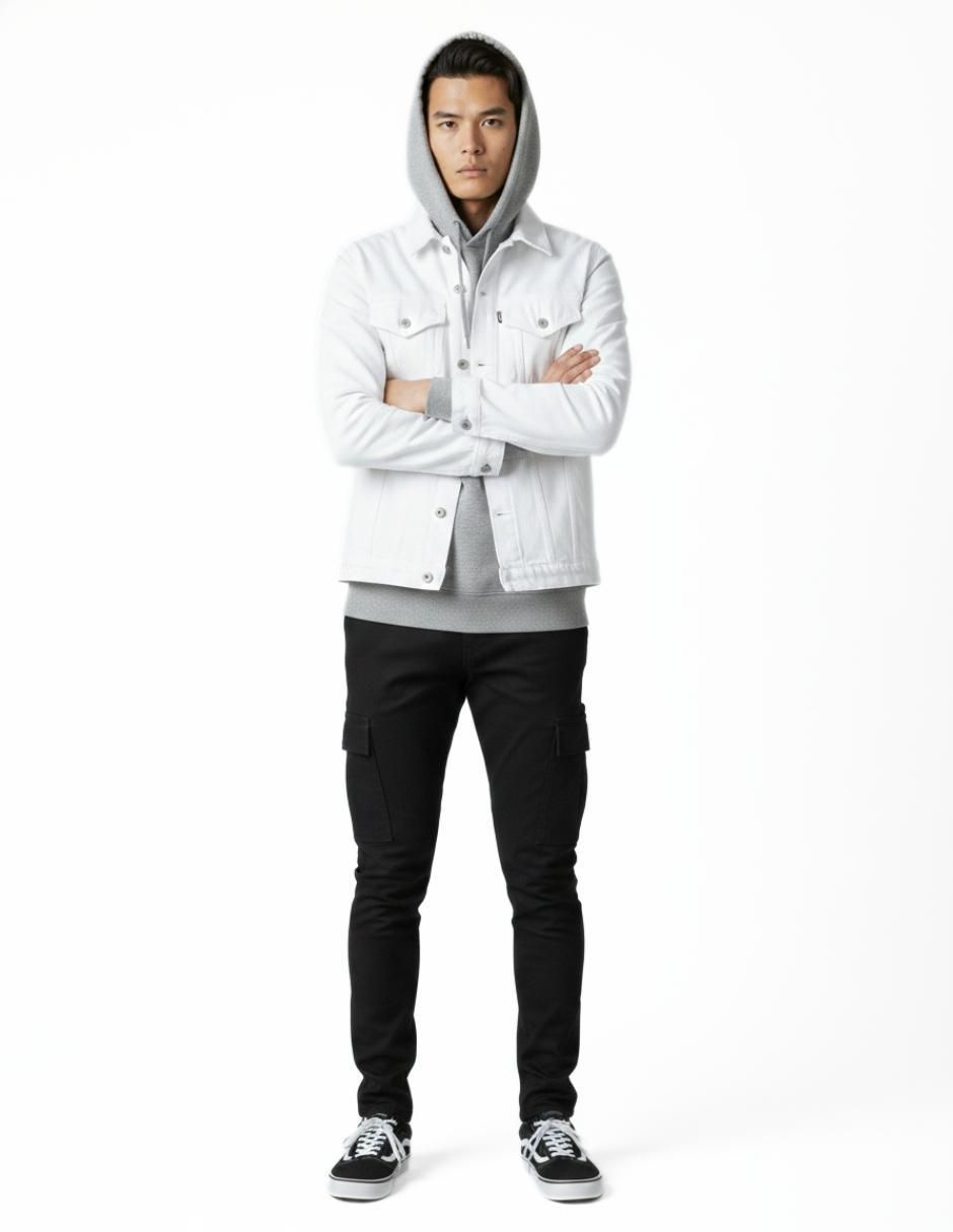 Set chamarra denim de mezclilla con bolsillos para hombre 3