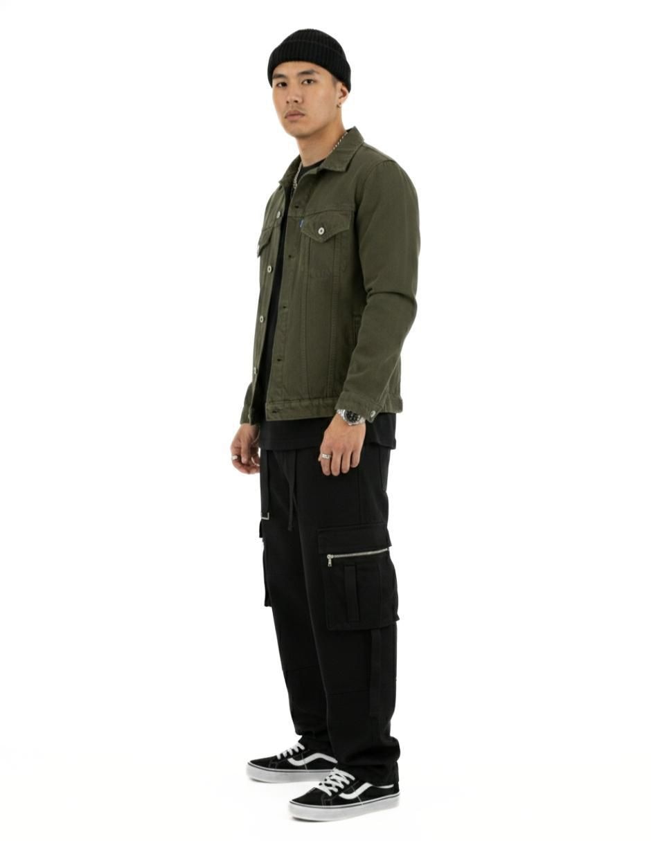 Set chamarra denim de mezclilla con bolsillos para hombre 5
