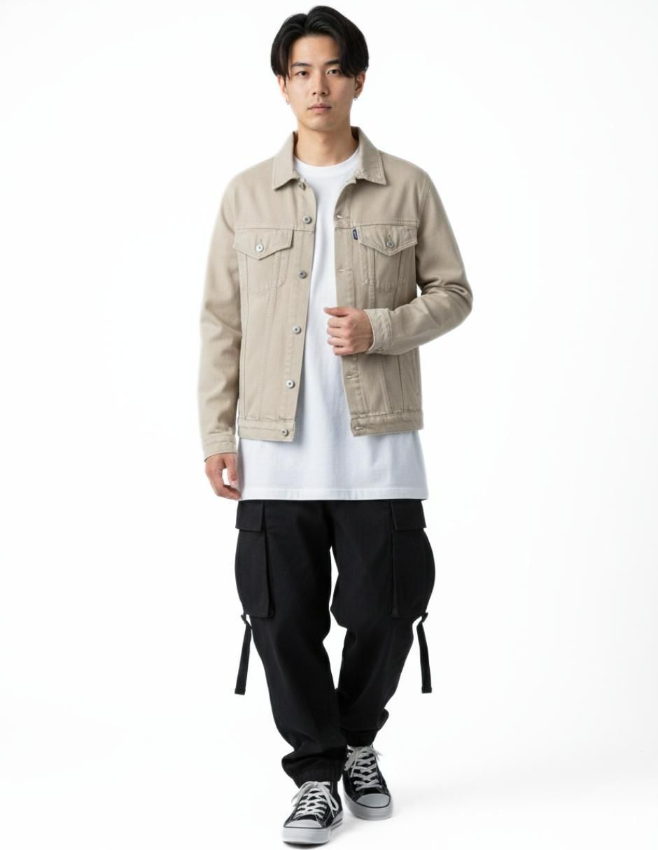 Set chamarra denim de mezclilla con bolsillos para hombre 10